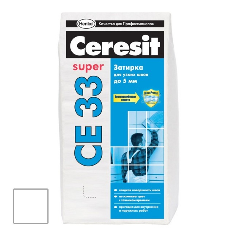 Затирка цементная Ceresit CE 33 белая 5 кг